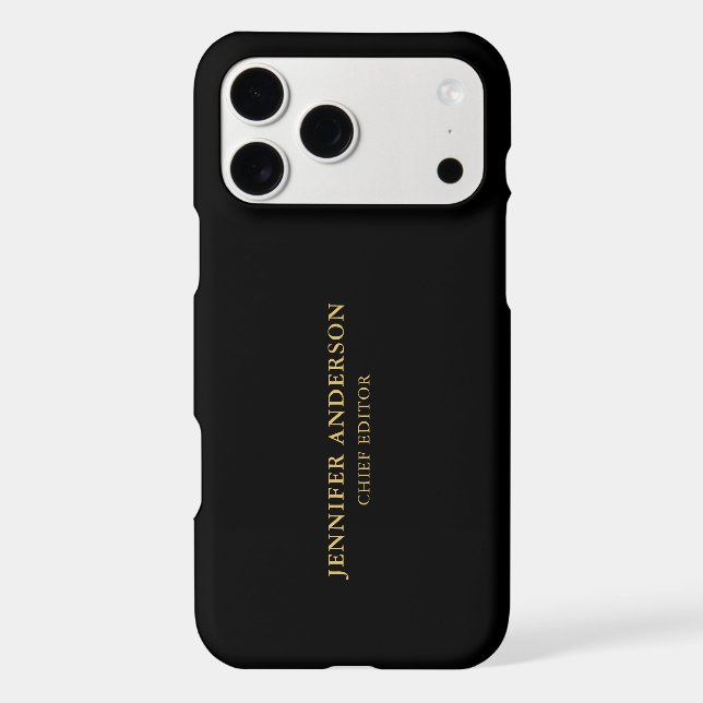 Black Gold Colors Professional Trendy Modern Plain iPhone Case (Back)