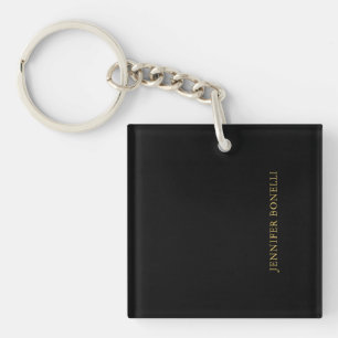 Black Gold Colors Professional Trendy Modern Plain Keychain