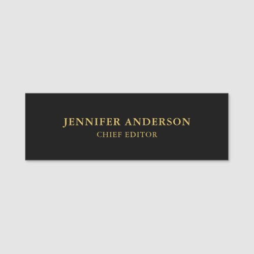 Black Gold Colors Professional Trendy Modern Plain Name Tag