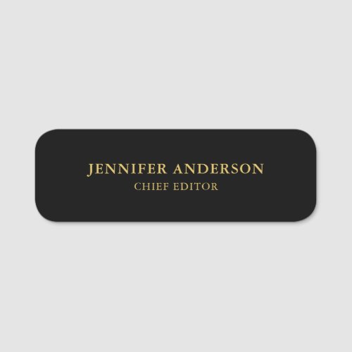 Black Gold Colors Professional Trendy Modern Plain Name Tag