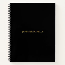 Black Gold Colors Professional Trendy Modern Plain Notebook