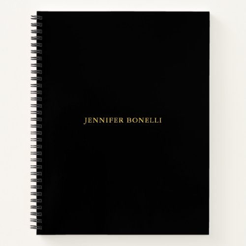 Black Gold Colors Professional Trendy Modern Plain Notebook