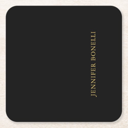 Black Gold Colors Professional Trendy Modern Plain Square Paper Coaster