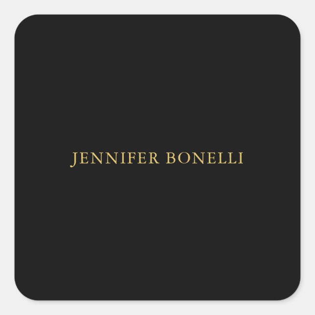 Black Gold Colors Professional Trendy Modern Plain Square Sticker (Front)