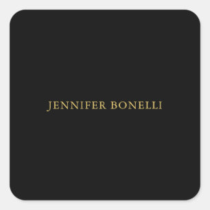 Black Gold Colors Professional Trendy Modern Plain Square Sticker