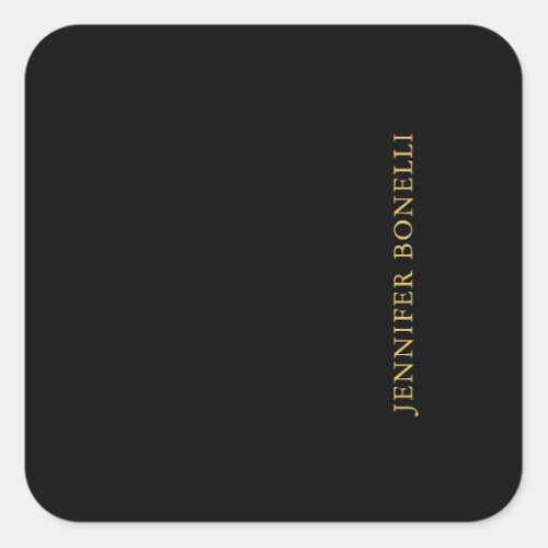 Black Gold Colors Professional Trendy Modern Plain Square Sticker