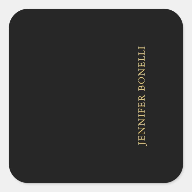 Black Gold Colors Professional Trendy Modern Plain Square Sticker (Front)