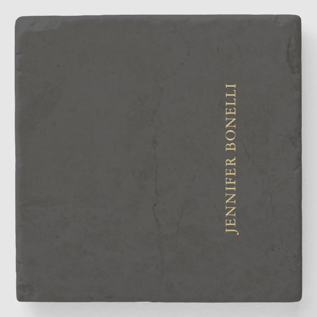 Black Gold Colors Professional Trendy Modern Plain Stone Coaster (Front)