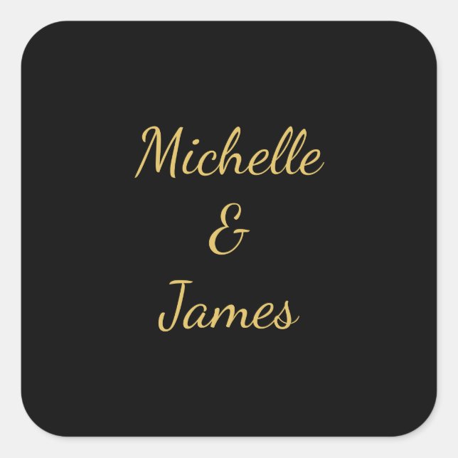 Black & Gold Colors Professional Trendy Modern Square Sticker (Front)