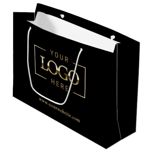 Black  Gold Company Custom Logo  Minimalist Promo Large Gift Bag