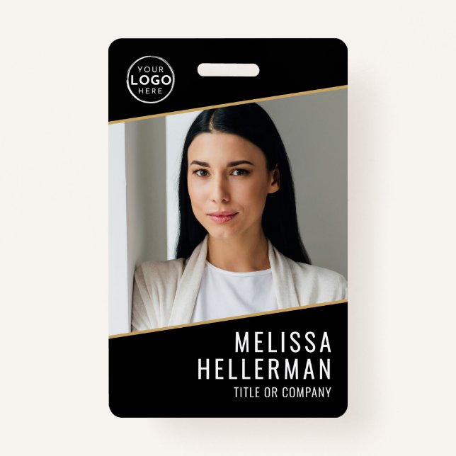 Black Gold Company Logo Employee ID Badge (Front)