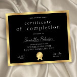 Black & Gold Completion Certificate Business Award<br><div class="desc">Professional Certificate of Completion in black and gold with your custom logo or business name, perfect for certificate of completion for any type of course completion such as beauty courses, professional & education courses and more! You can also use this elegant faux gold border award design for any type of...</div>