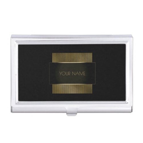 Black Gold Conceptual Minimal Name Geometry Business Card Holder