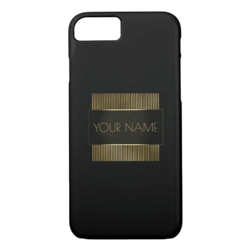 Black Gold Conceptual Minimal Name Geometry iPhone 87 Case