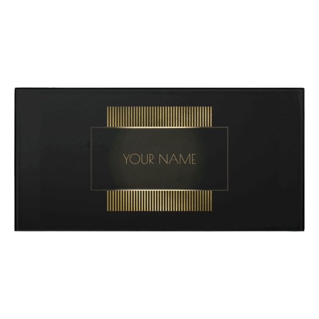 Black Gold Conceptual Minimal Name Geometry Door Sign (Classic Front)