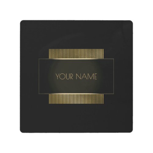 Black Gold Conceptual Minimal Name Geometry Metal Print