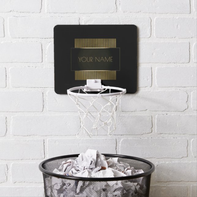 Black Gold Conceptual Minimal Name Geometry Mini Basketball Hoop (In Situ)