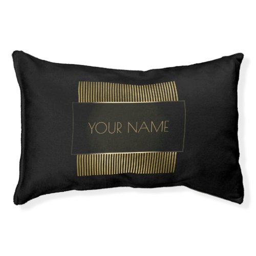 Black Gold Conceptual Minimal Name Geometry Pet Bed