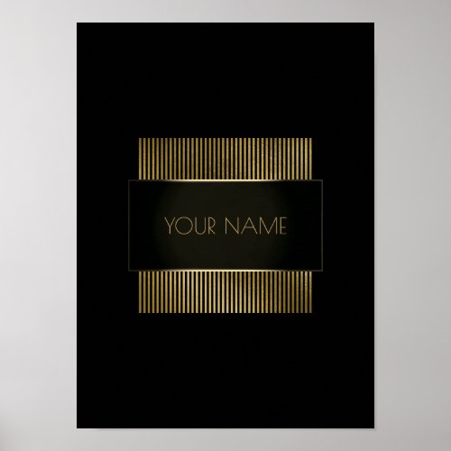 Black Gold Conceptual Minimal Name Geometry Poster