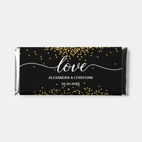 Black gold Confetti 50th anniversary Love Favor Hershey Bar Favors