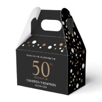 Black Gold Confetti 50th birthday Favor Box