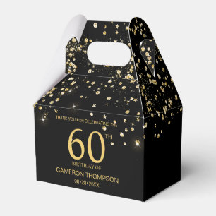 Black Gold Confetti 60th birthday Elegant custom Favor Boxes