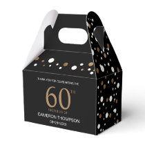 Black Gold Confetti 60th birthday Favor Box