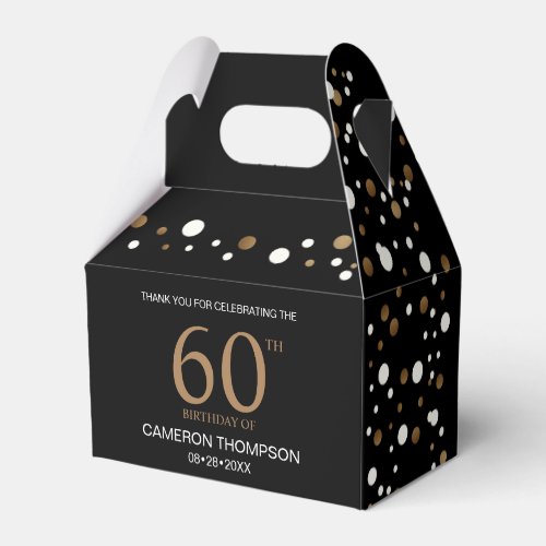 Black Gold Confetti 60th birthday Favor Box