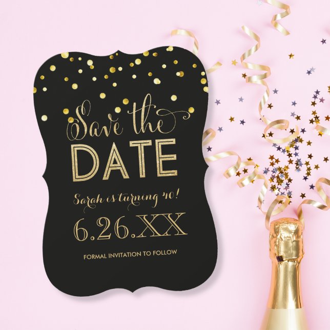 Black Gold Confetti Any Occasion Save the Date