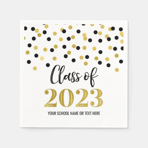 Black Gold Confetti Class of 2023 Napkins