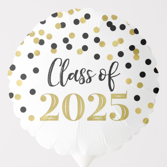 Black Gold Confetti Class of 2025 Graduation Balloon (Front)