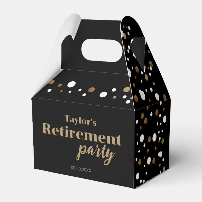 Black gold confetti Custom Retirement party favor  Boxes (Back Side)