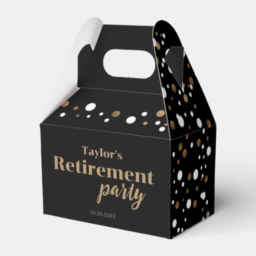 Black gold confetti Custom Retirement party favor  Favor Boxes