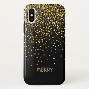 Black & Gold Confetti Design iPhone X Case
