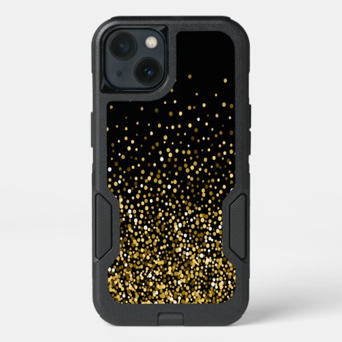 Black  Gold Confetti Design iPhone 13 Case