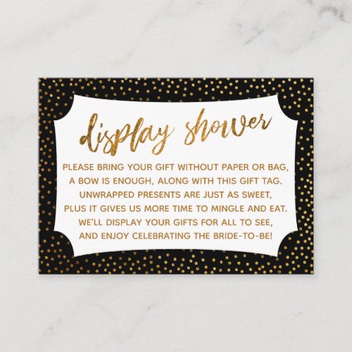 Black  Gold Confetti Display Bridal Shower Card