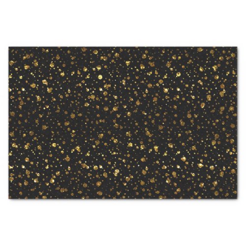 Black Gold Confetti Dots Elegant Glam Tissue Paper