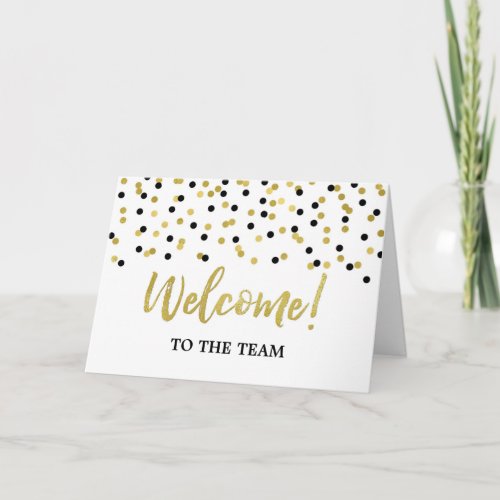 Black Gold Confetti Employee Welcome to the Team Card
