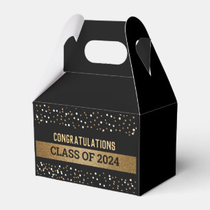 Black Gold confetti Graduate Class of 2024 Favor Boxes