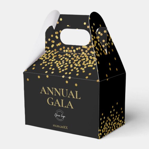 Black Gold confetti logo Elegant Gala corporate  Favor Boxes