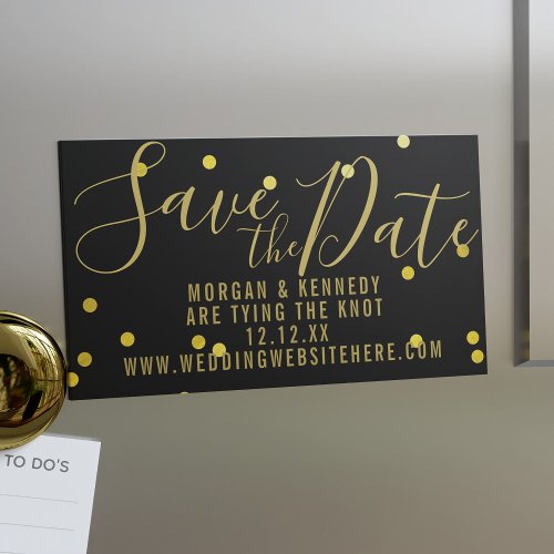 Black Gold Confetti Magnetic Save The Date Magnet