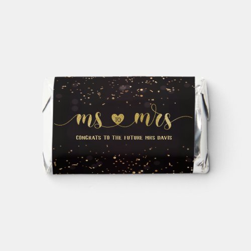 Black Gold Confetti Ms to Mrs Bridal Shower Hersheys Miniatures