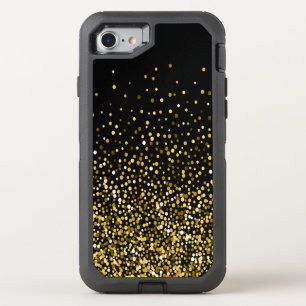 Black & Gold Confetti OtterBox Defender iPhone SE/8/7 Case