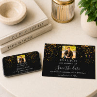 Black gold confetti photo birthday