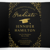 Black Gold Confetti Photo Graduation Announcement (Inside Middle)