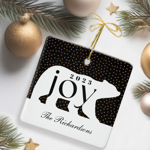 https://rlv.zcache.com/black_gold_confetti_polar_bear_joy_family_photo_ceramic_ornament-r_80h4u3_307.jpg