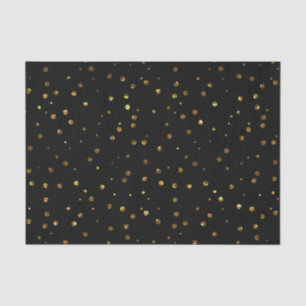 Black Gold Confetti Polka Dots Elegant Sparkly Tissue Paper