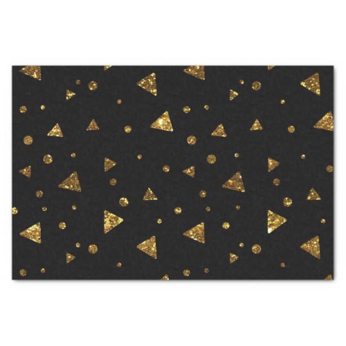 Black Gold Confetti Polka Dots Elegant Triangles Tissue Paper