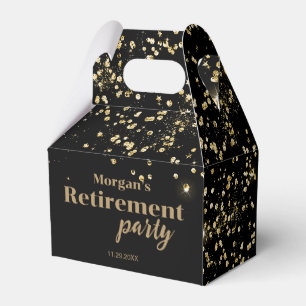 Black Gold confetti Retirement party Custom Favor Boxes