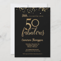 Black Gold Confetti Surprise 50 and fabulous